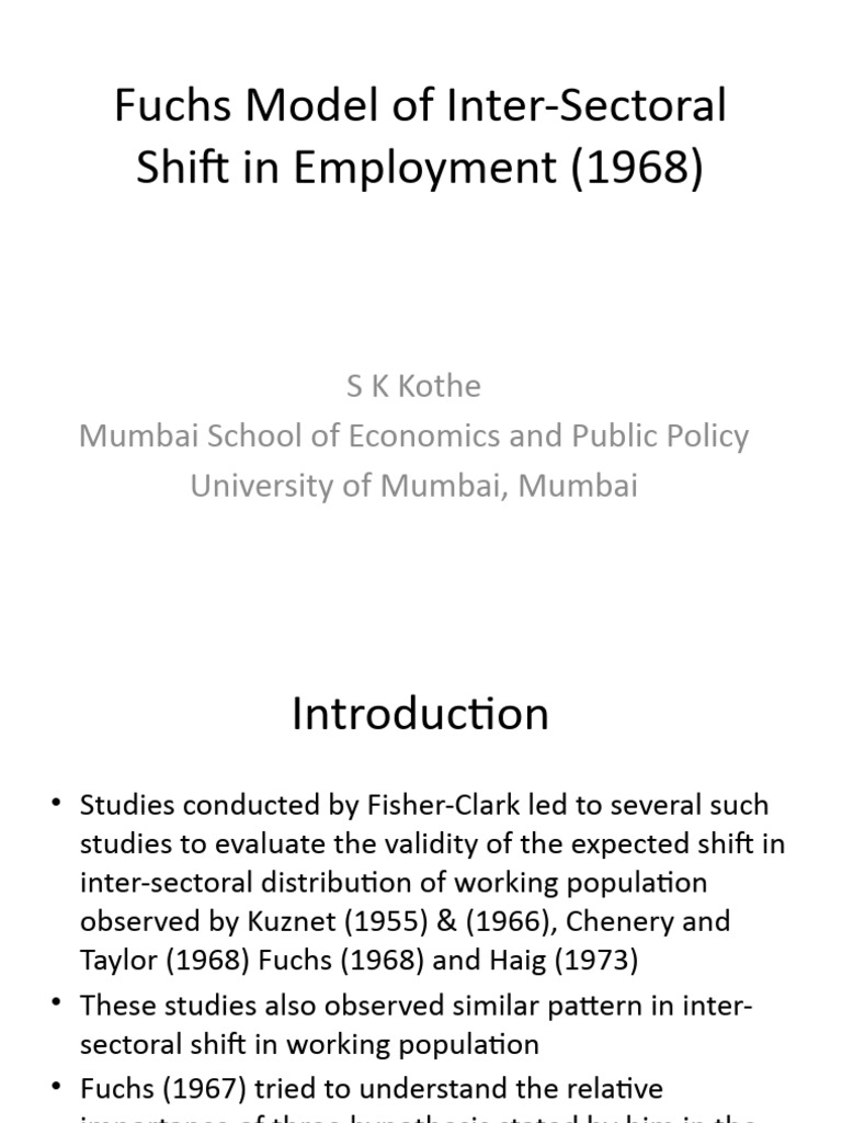 Fuchs Model of Inter-Sectoral Shift in Employment ( | PDF | Economic ...