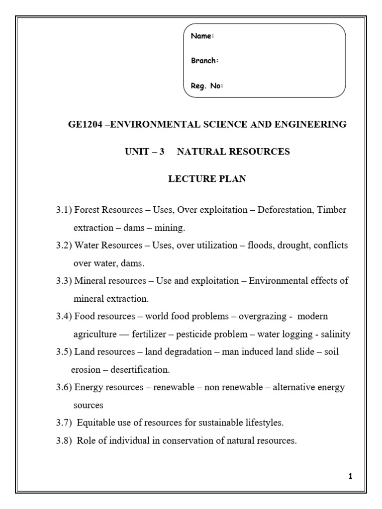 EVS - 3 - Natural Resources New | PDF | Biogas | Drought