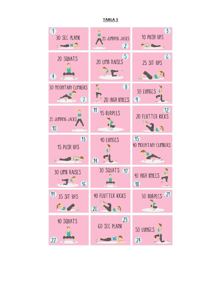 Rutina de Ejercicios en Casa: 15 Ejercicios | PDF | Entrenamiento con ...