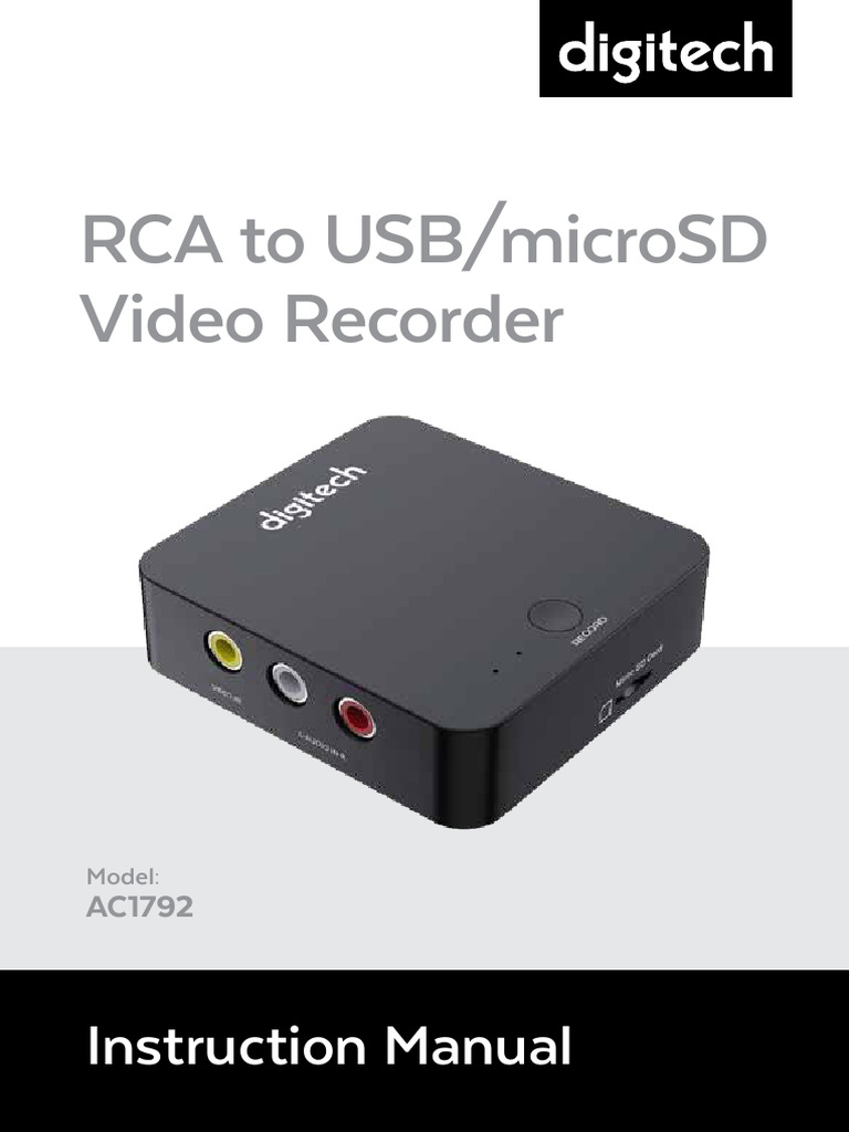 AC1792 - Digitech - Composite RCA AV To USBmicroSD Video Recorder | PDF ...