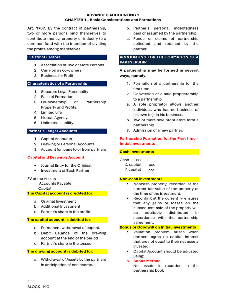 Advanced Accounting Chapter 1 Pdf Partnership Sole Proprietorship