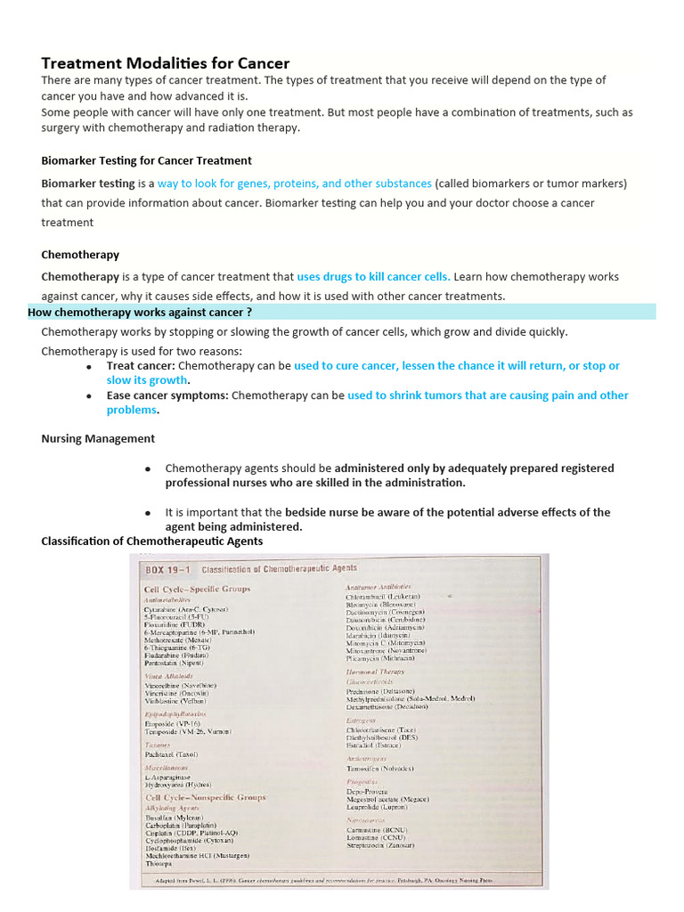 Cancer Treatment Modalities Overview | PDF | Radiation Therapy ...