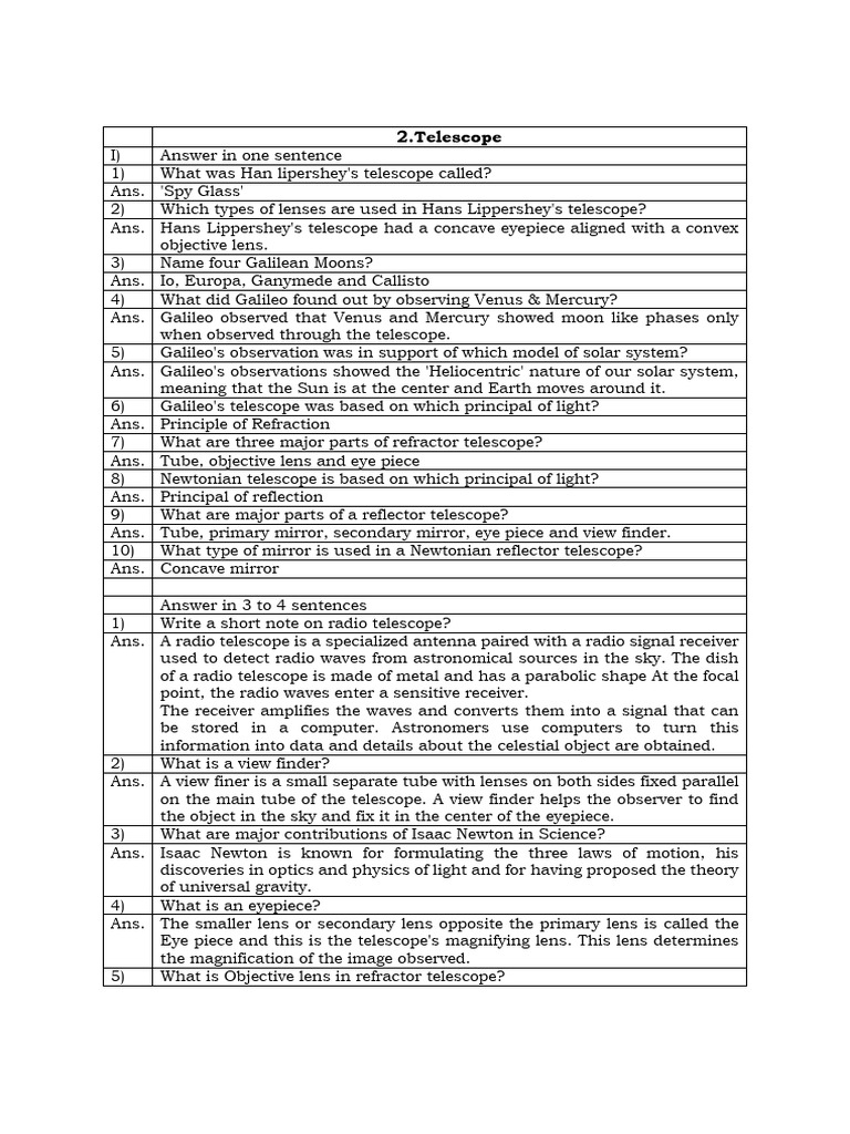 Telescope Solutions Pdf Telescope Mirror