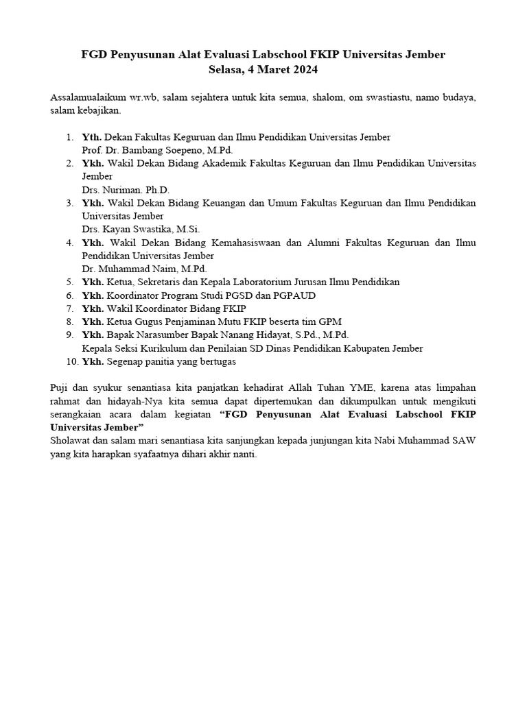 FGD Evaluasi Labschool FKIP Jember | PDF