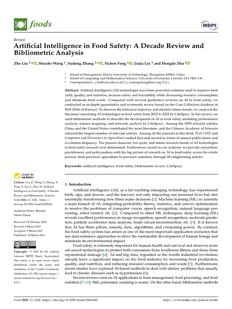 Foods 12 01242 v2 | PDF | Machine Learning | Artificial Intelligence