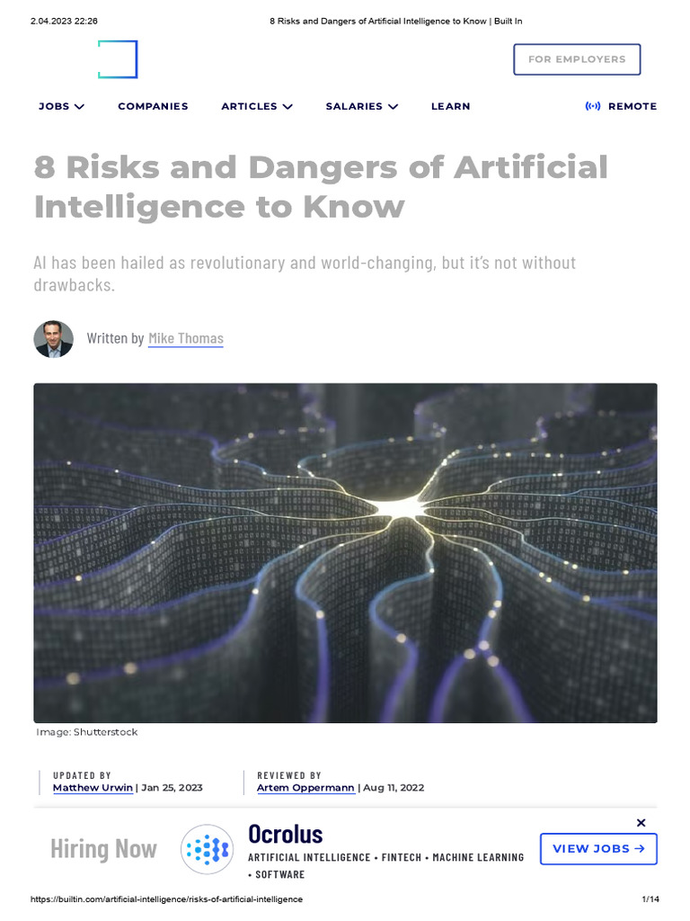 8 Dangers of Artificial Intelligence | PDF | Artificial Intelligence ...