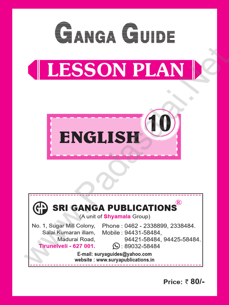 10th English Ganga Guide Lesson Plan PDF Download | PDF | Reading ...