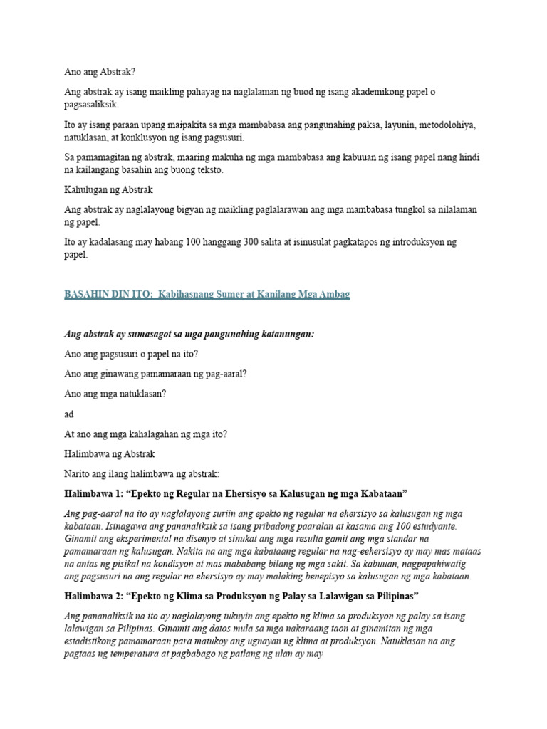 Ano Ang Abstrak | PDF