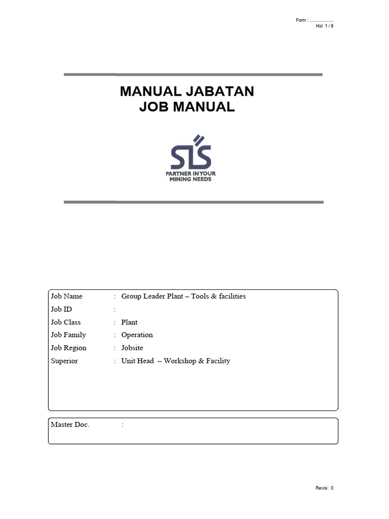 Manual Jabatan Group Leader Tools | PDF