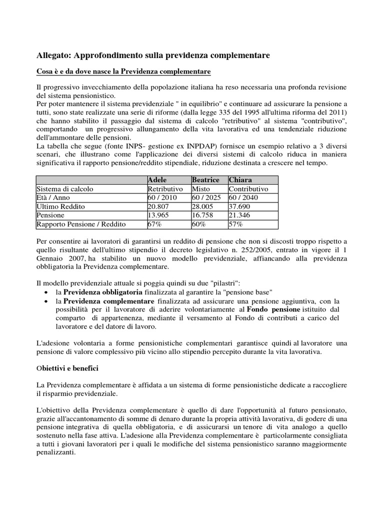 Approfondimento Sulla Previdenza Complementare | PDF