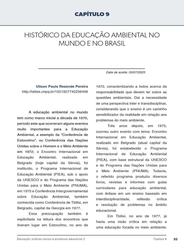 História da Educação Ambiental no Brasil | PDF | Ambiente natural ...