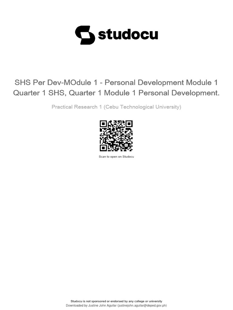 Shs per dev module 1 personal development module 1 quarter 1 shs
