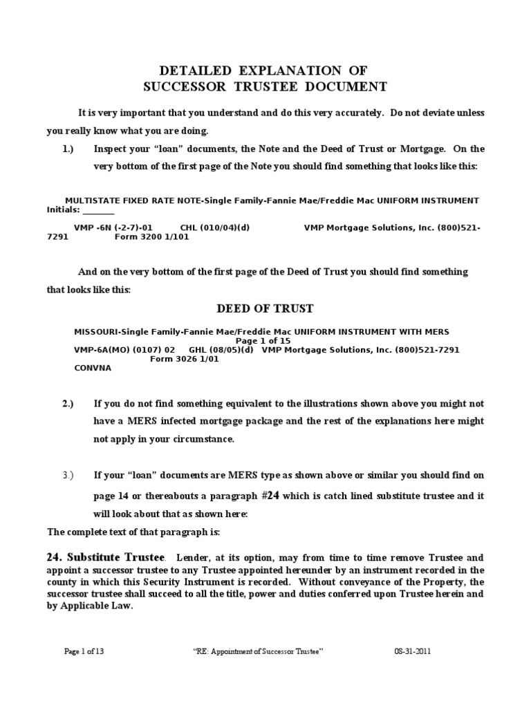 RE Appt of Successor Trustee 8312011 With Detailed Explanation PDF