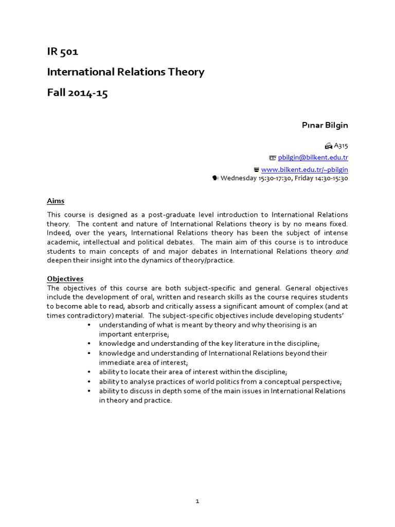 Intro to International Relations Theory | PDF | Bibliography | Theory