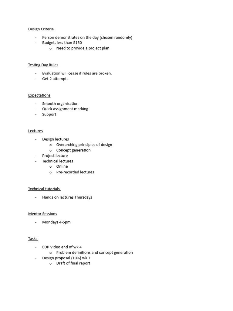 Design Project Guidelines and Criteria | PDF
