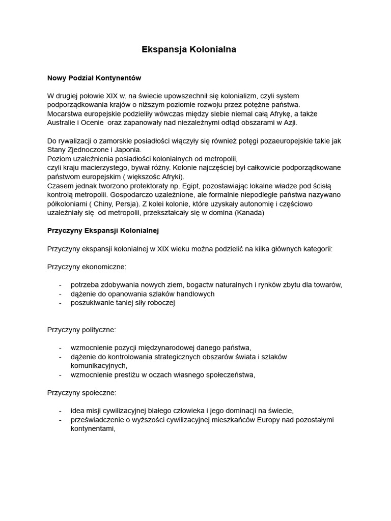 Ekspansja Kolonialna Co To