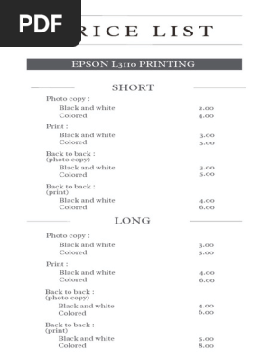White and Black Simple Minimalist Beauty Salon Price List