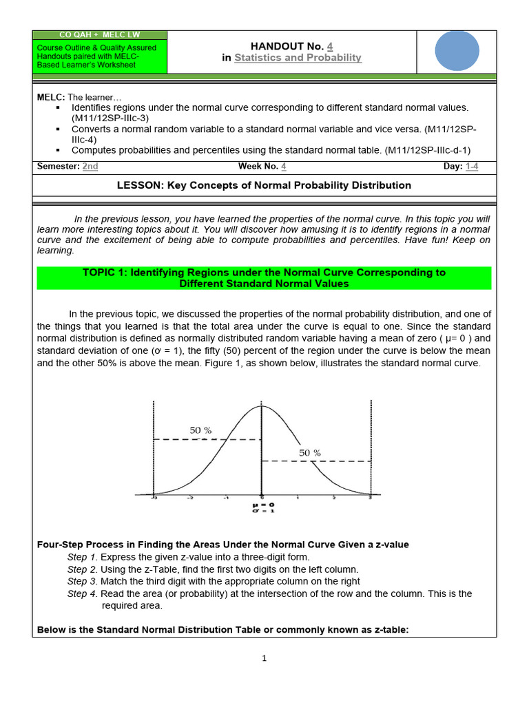 Normal Probability Distribution Guide | PDF | Normal Distribution ...