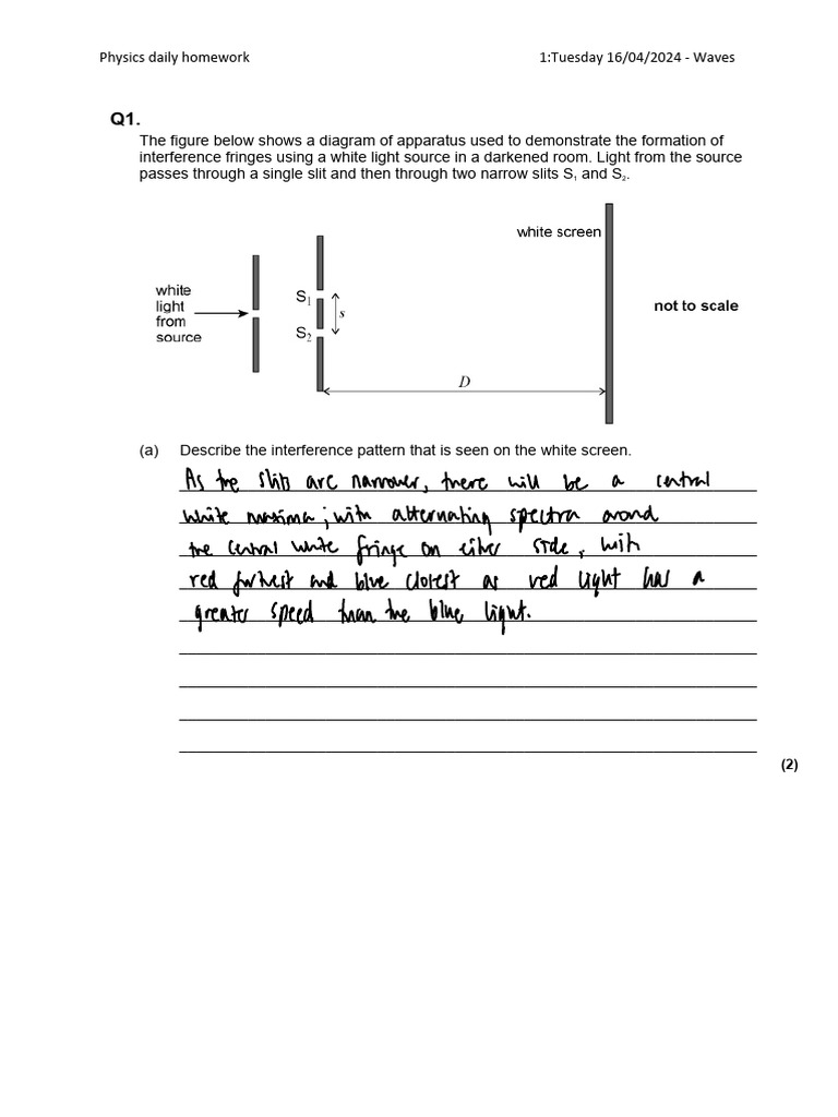 Waves - 16 Apr Q | PDF | Wavelength | Diffraction