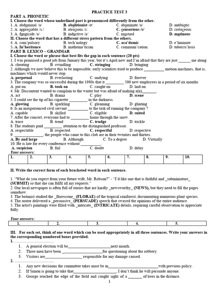 Phonetics and Grammar Practice Test | PDF | Sleep | Circadian Rhythm