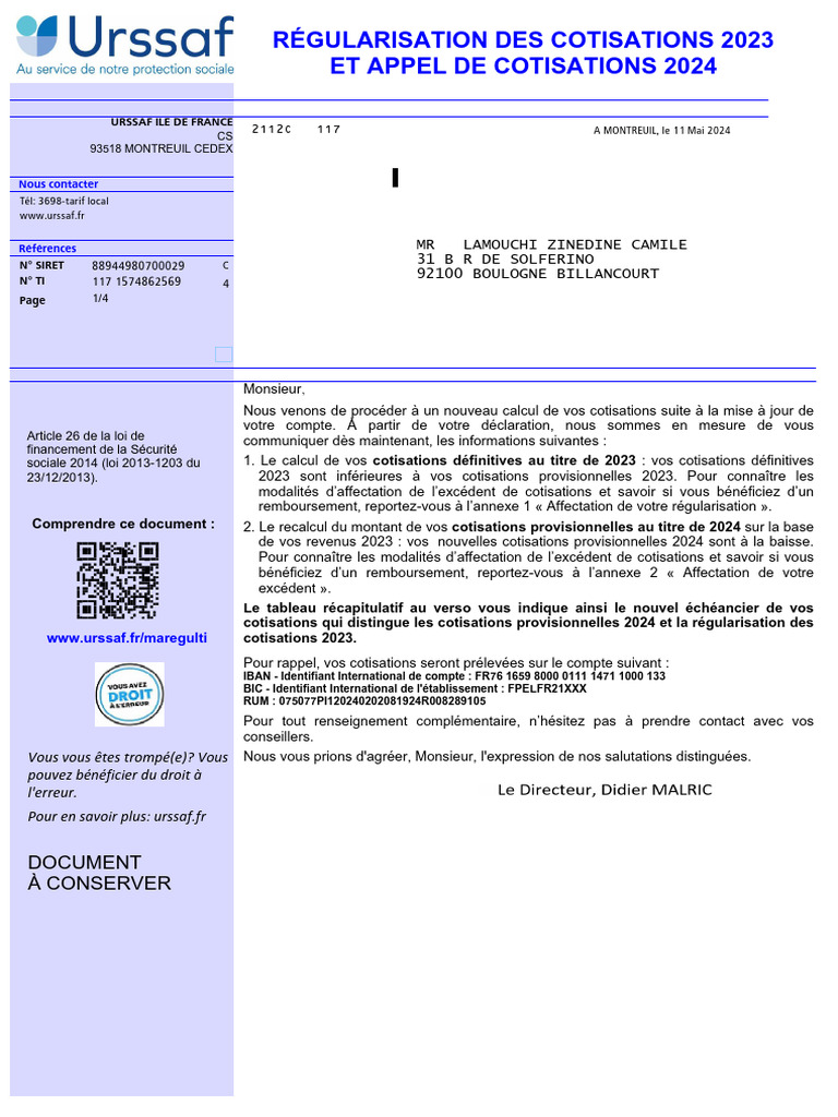 Régularisation Cotisations 2023 et 2024 | PDF | Allocations | État ...