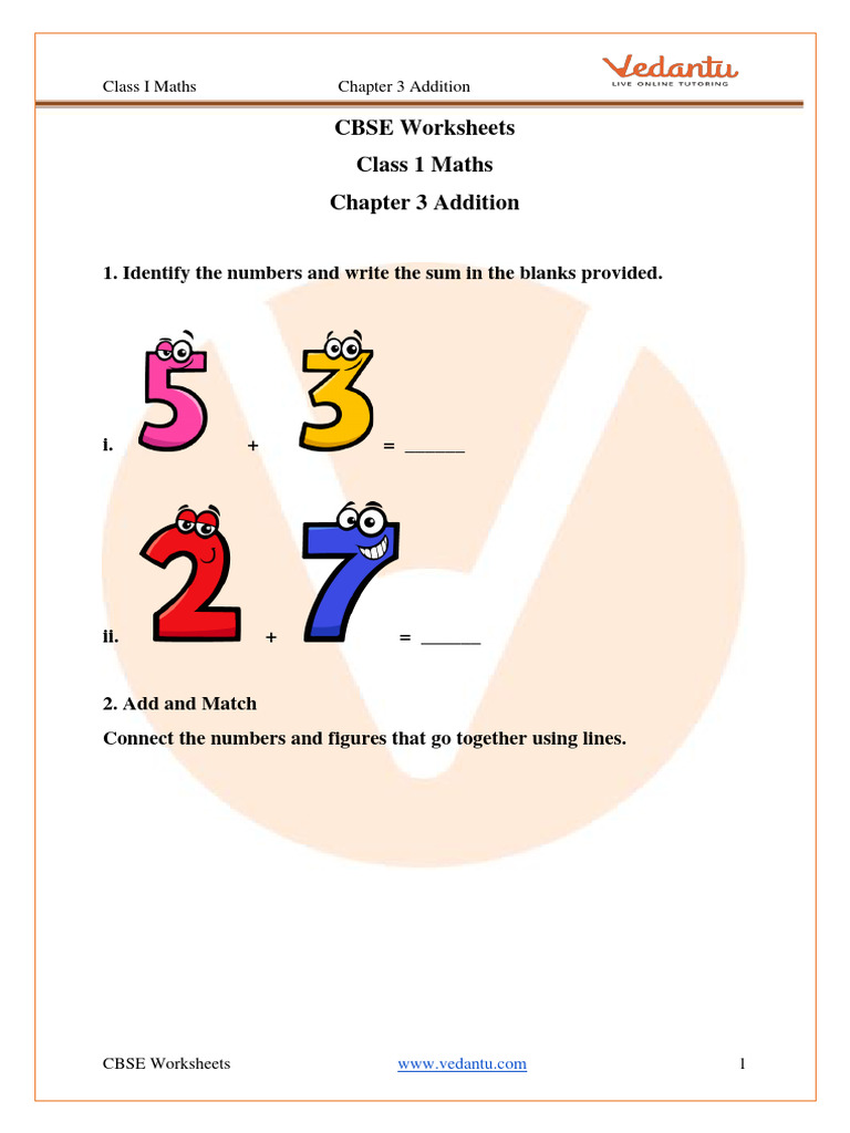 Class 1 Maths: Chapter 3 Addition | PDF | Mathematics