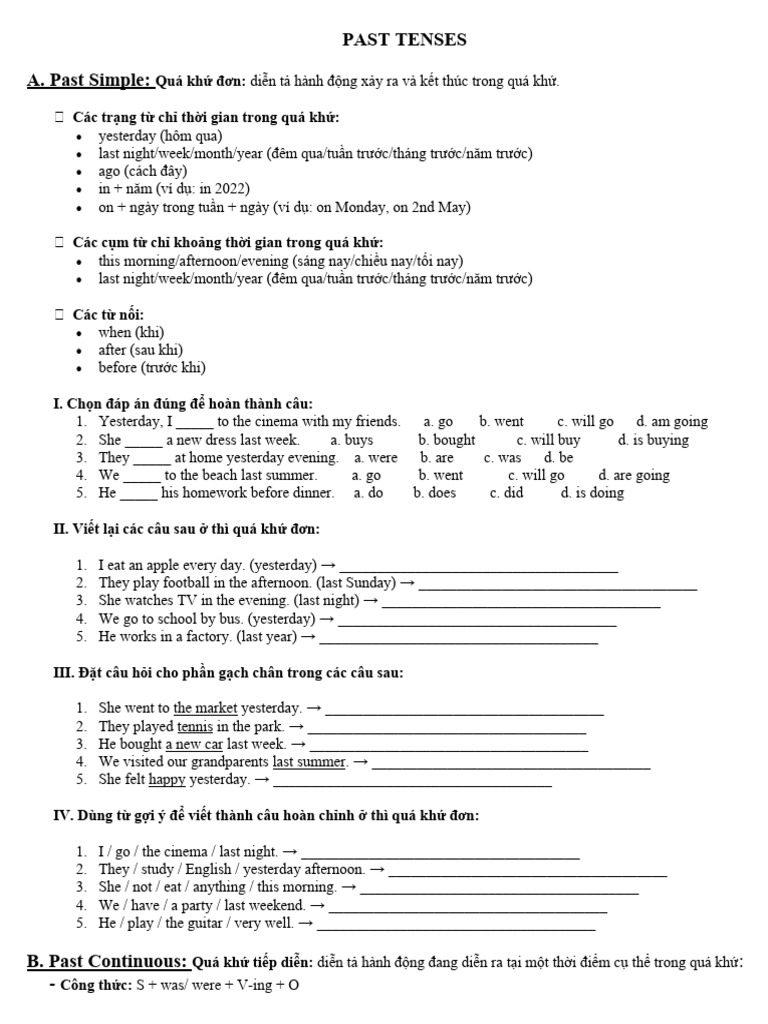 Past Tenses | PDF