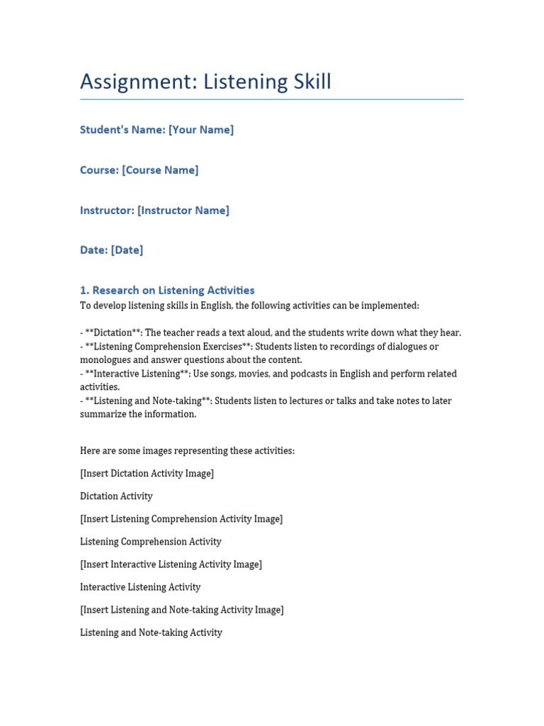 Effective Listening Skill Activities | PDF | Reading Comprehension ...