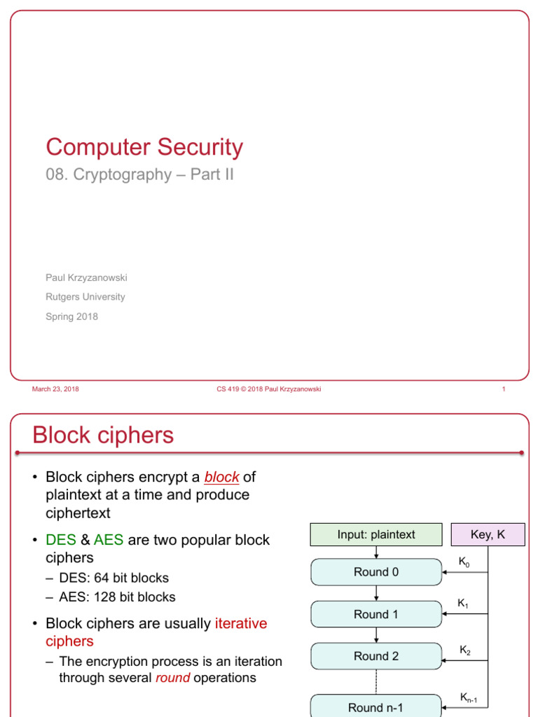 07a Crypto Slides | PDF | Key (Cryptography) | Public Key Cryptography