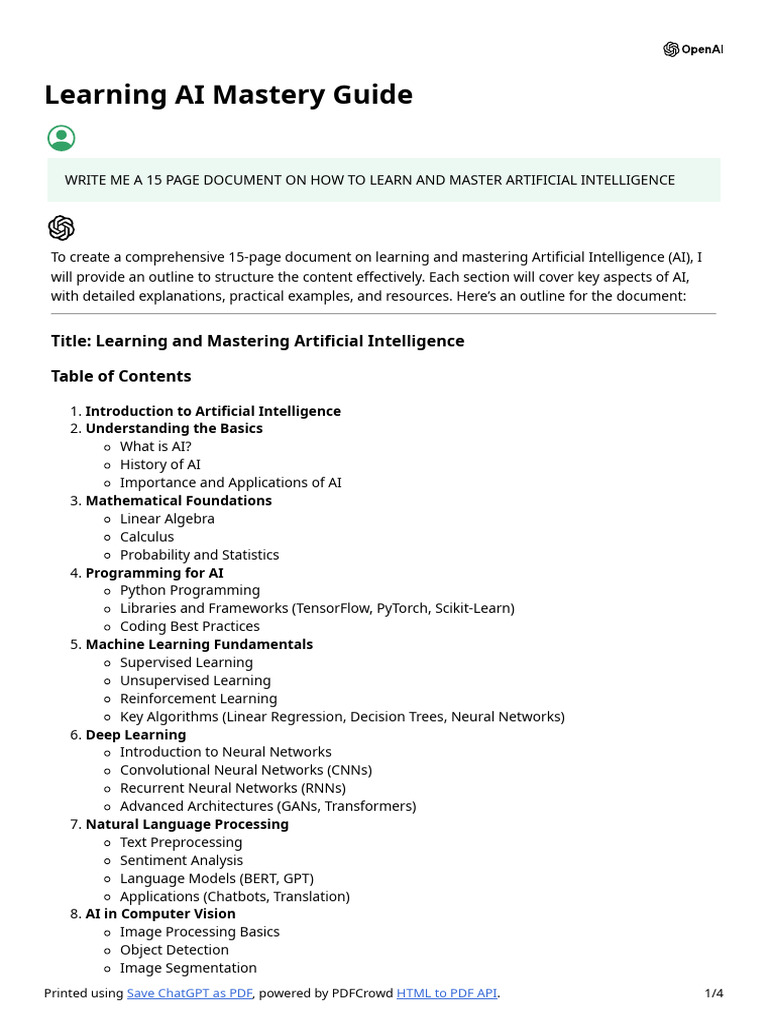 AI Mastery Learning Guide | PDF | Artificial Intelligence ...