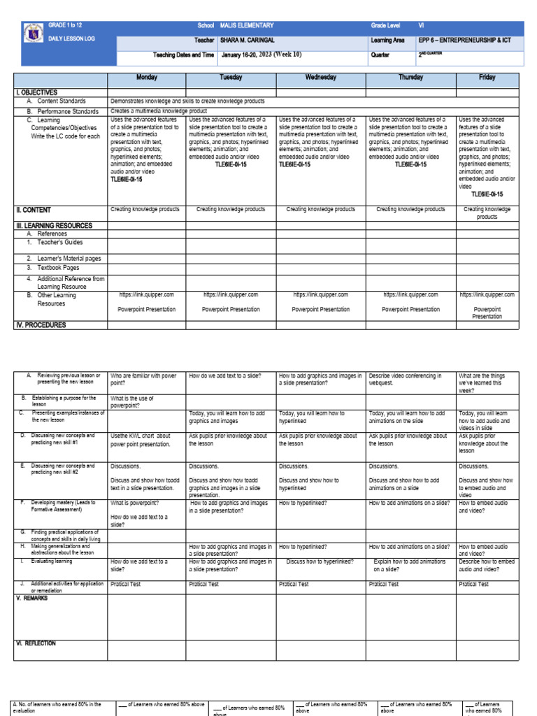 W10 - DLL Tle6 - Ict - Entrep | PDF | Learning | Multimedia