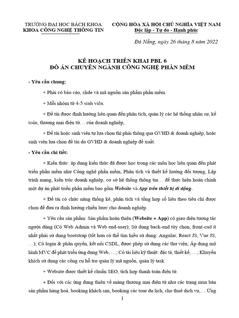 KeHoachTrienKhai PBL6 CNPM | PDF
