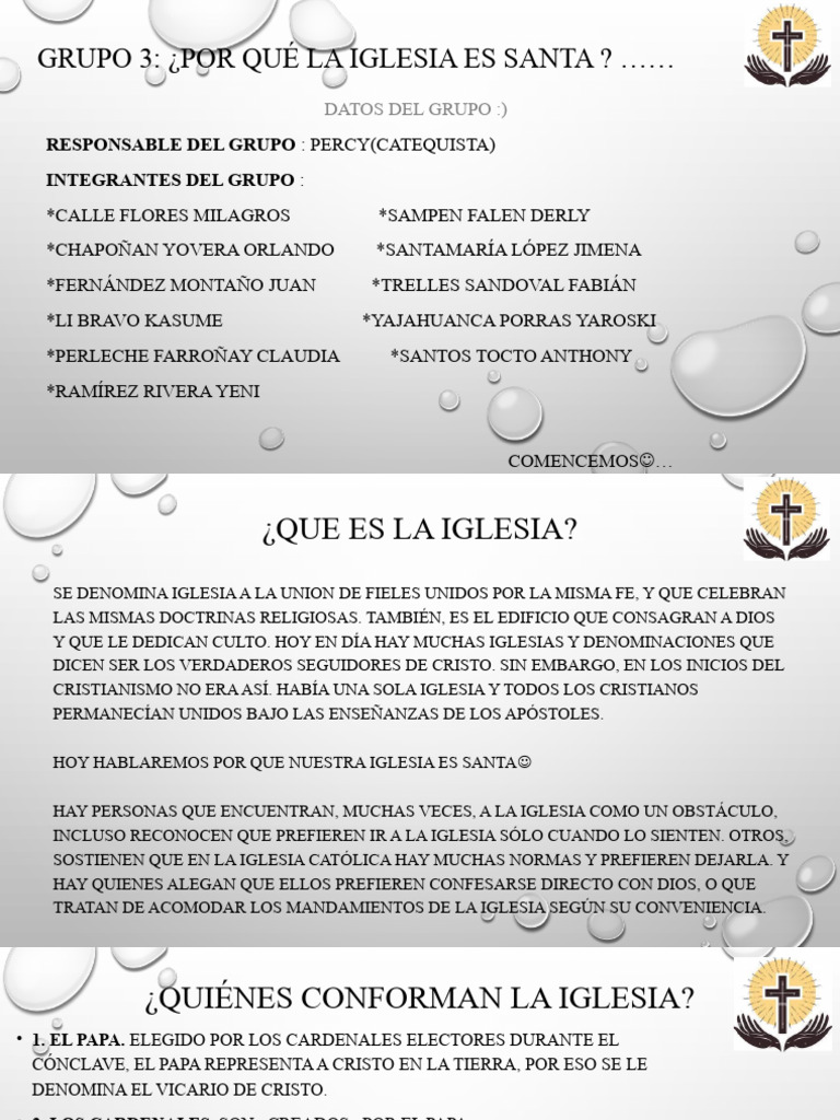 Por Que La Iglesia Es Santa... Proyecto | PDF | Iglesia Católica ...