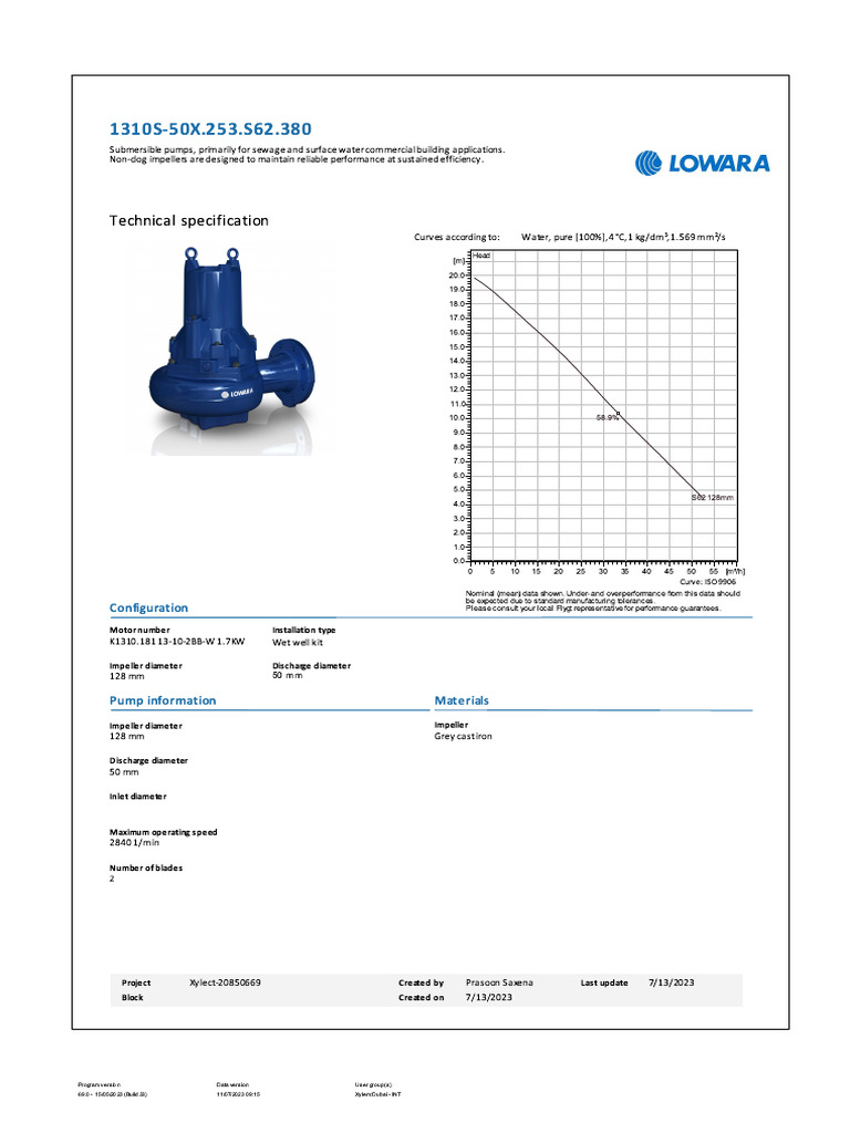 Technical Specification: Configuration | PDF | Electric Motor | Pump