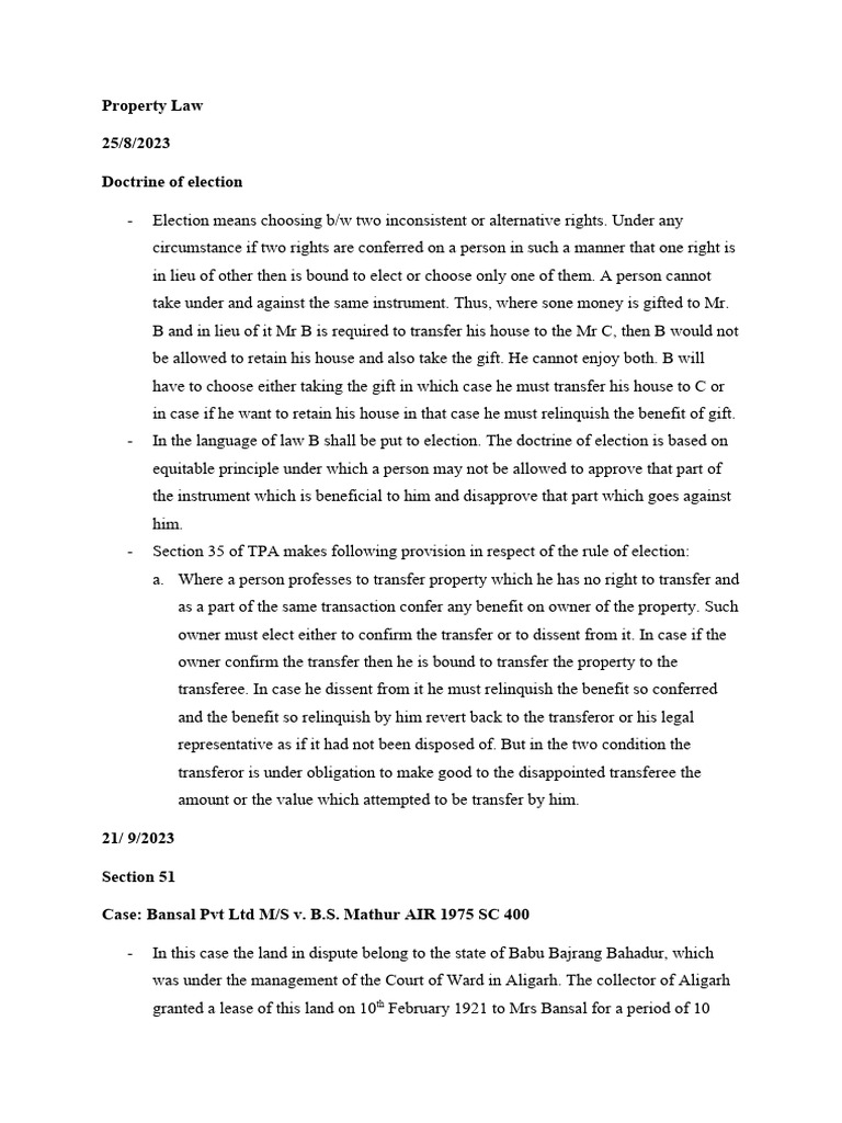 Understanding the Doctrine of Election in Property Law | PDF | Mortgage ...