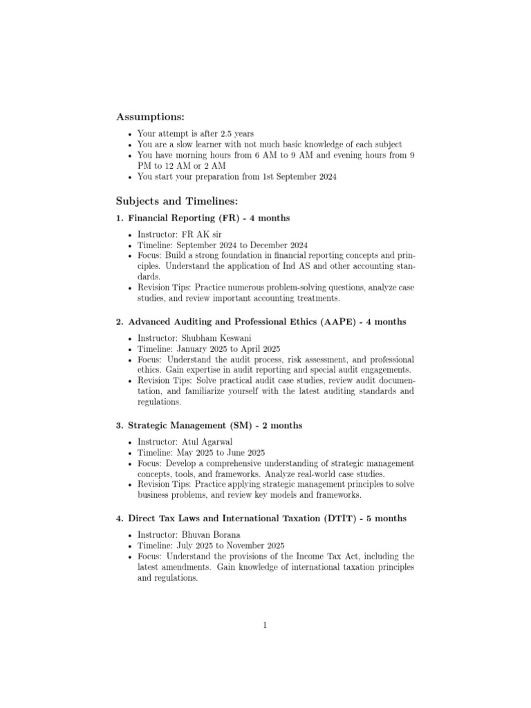 Ca final preparation plan pdf audit taxes