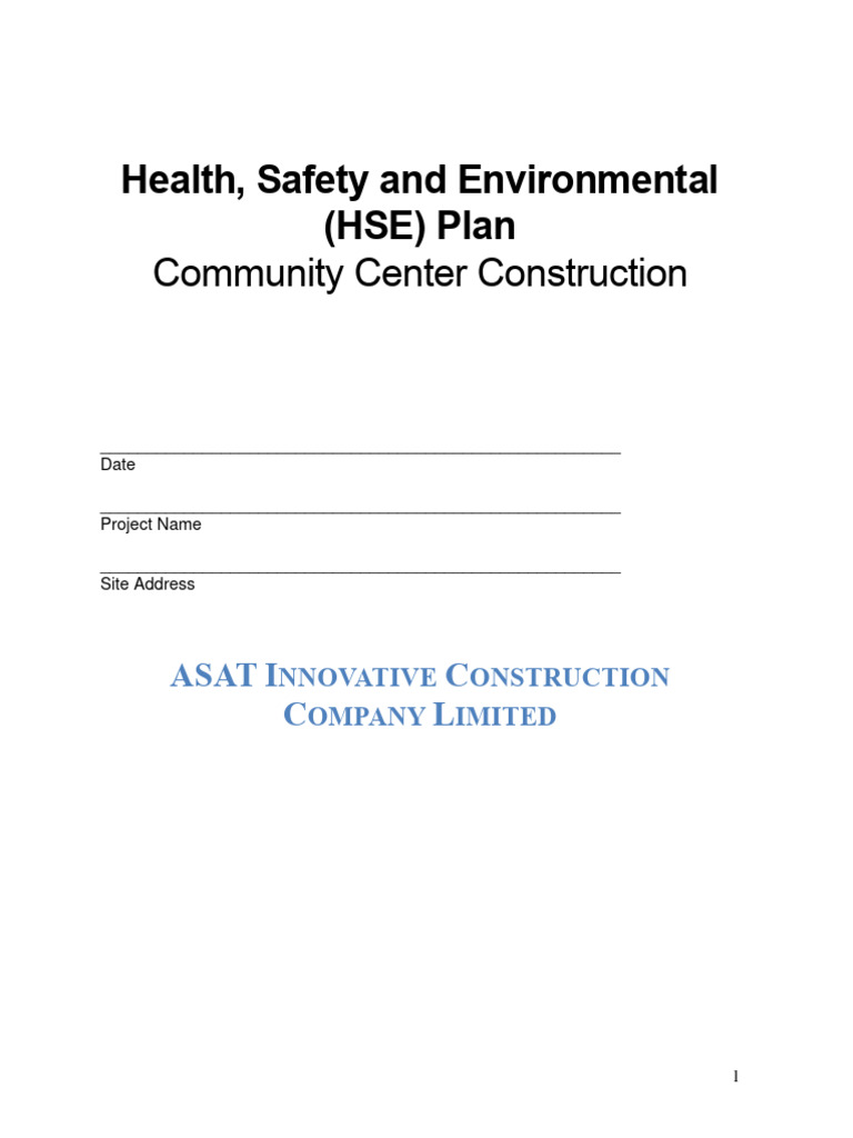 HSE Plan Community Center Construction Bon Air | PDF | Crane (Machine ...
