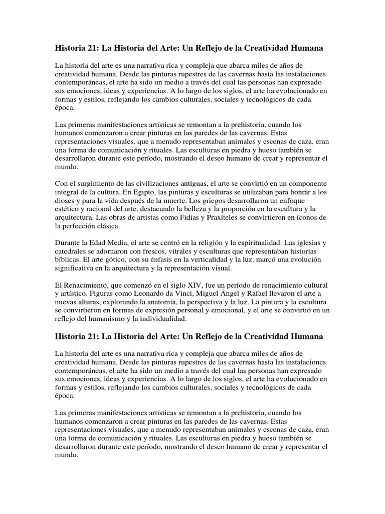 Evolución del Arte a Través de la Historia | PDF | Escultura | Renacimiento