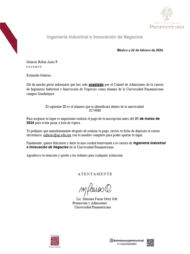 Admisión Ingeniería UP Guadalajara | PDF