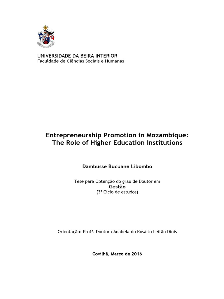 Dambusse Libombo Tese 16.3.2016 | PDF | Entrepreneurship | Economies