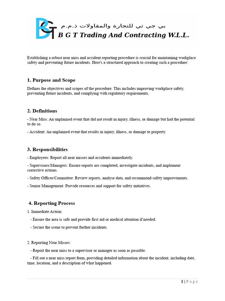 Incident Reporting And Nearmiss Reporting Pdf Safety Business