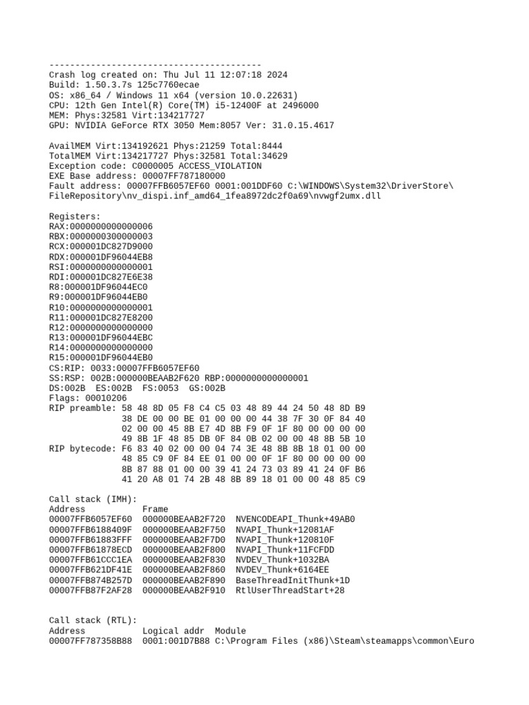 Game Crash | PDF | System Software | Microsoft Windows