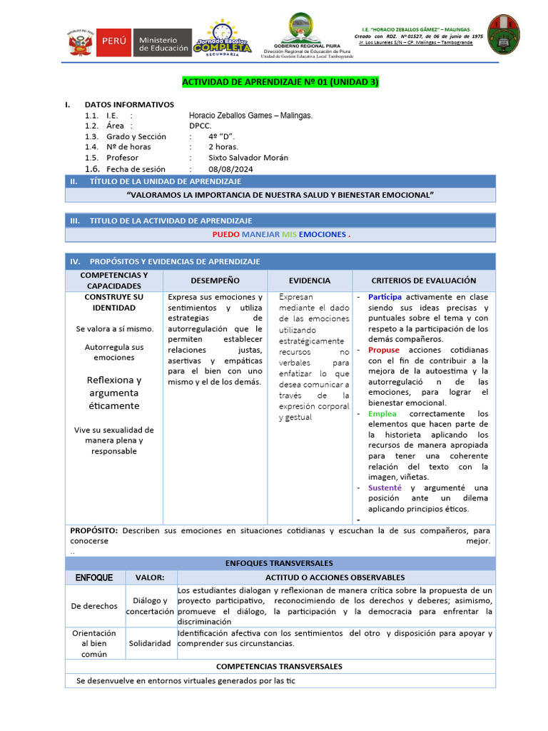 Manejo de Emociones en Educación | PDF | Las emociones | Aprendizaje
