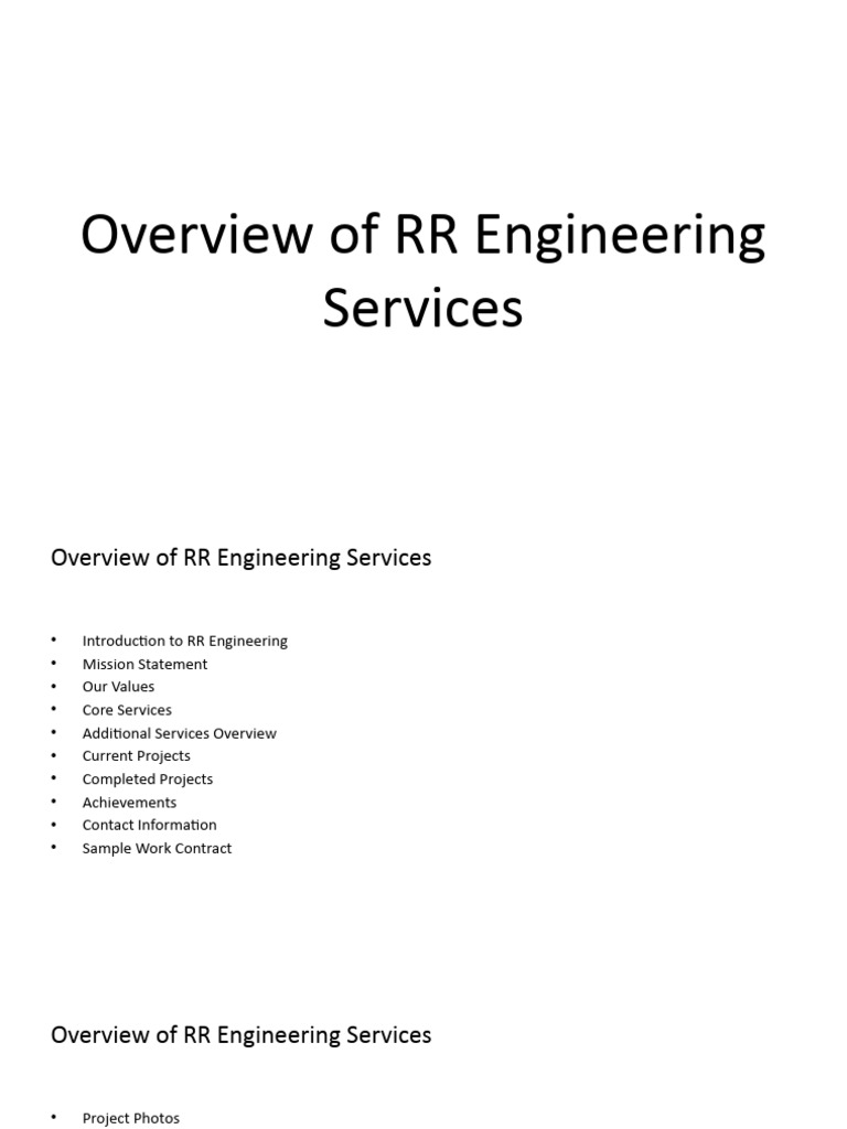Overview of RR Engineering Services | PDF | Hydroelectricity ...