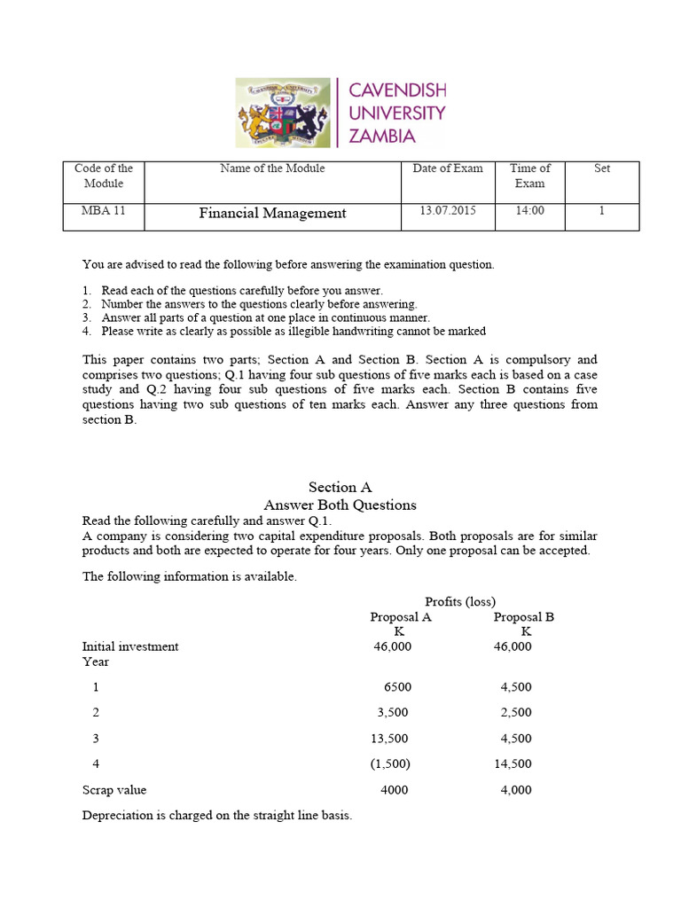 MBA 11 - Set 1 Financial Management | PDF | Financial Economics | Economies