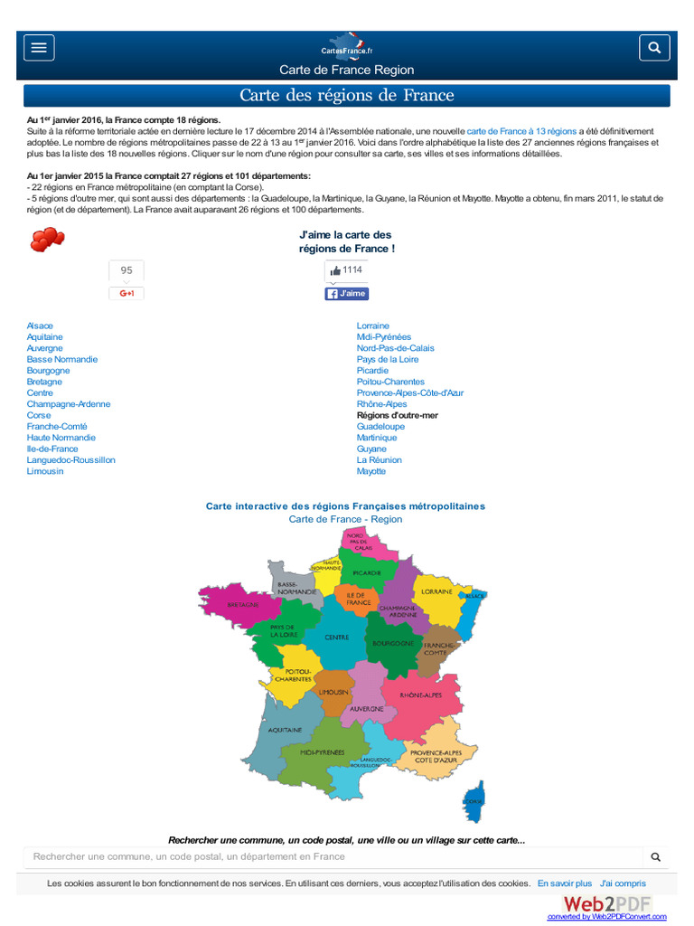 Carte des 13 nouvelles régions de France | PDF | Départements de France ...
