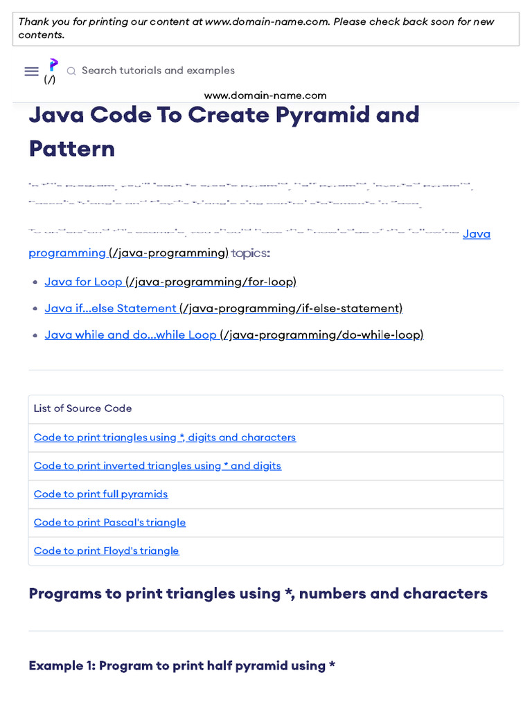 Java Code To Create Pyramid and Pattern | PDF
