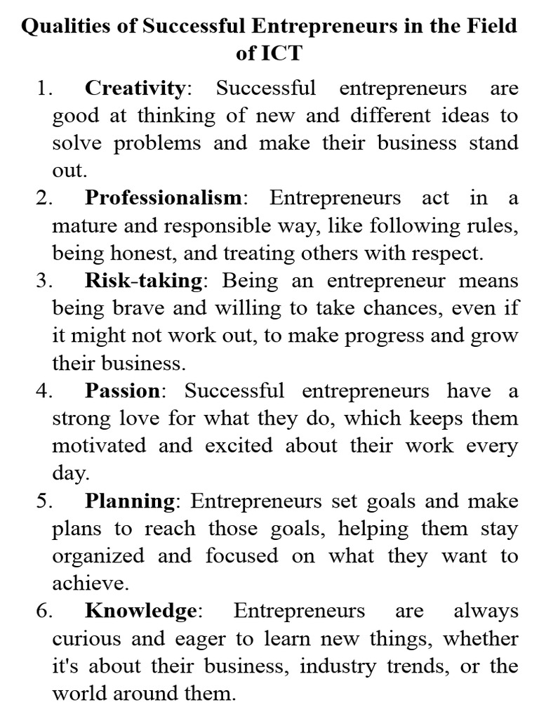 Qualities of Successful ICT Entrepreneurs | PDF | Business