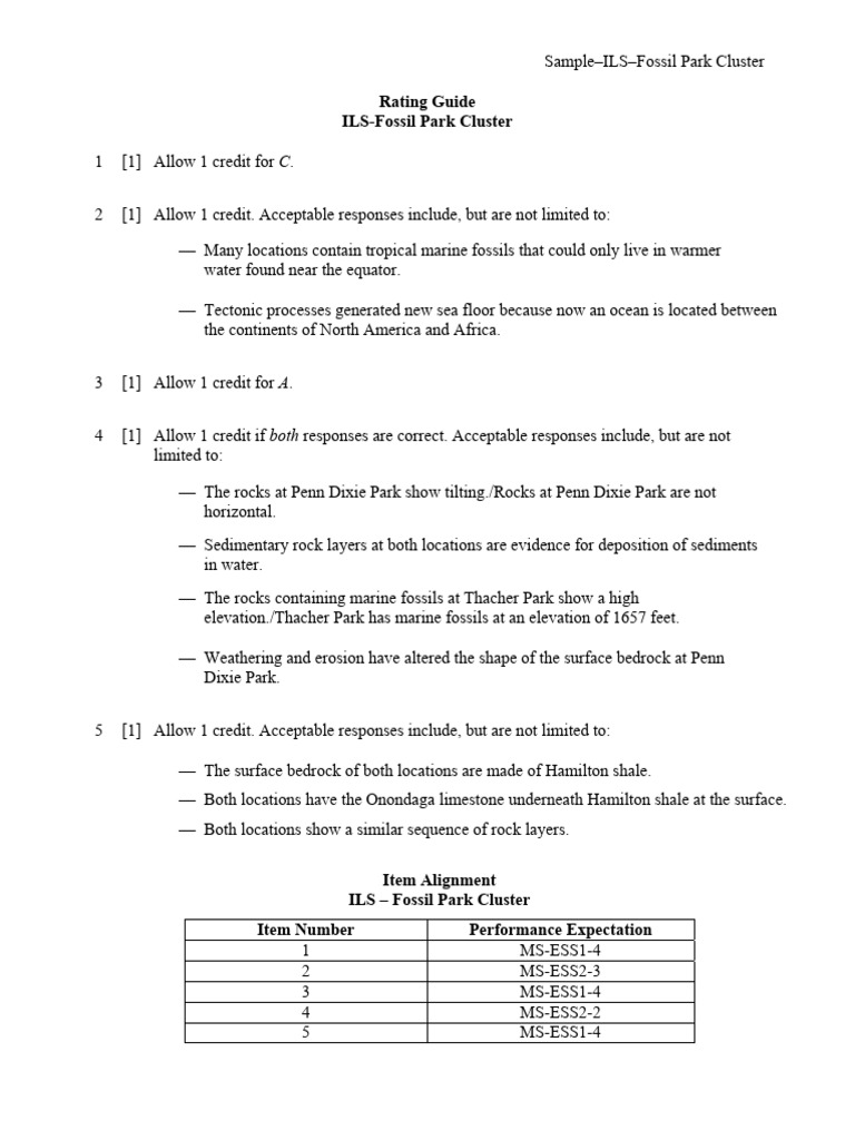ILS Rating Guide for Science Clusters | PDF | Sedimentary Rock ...