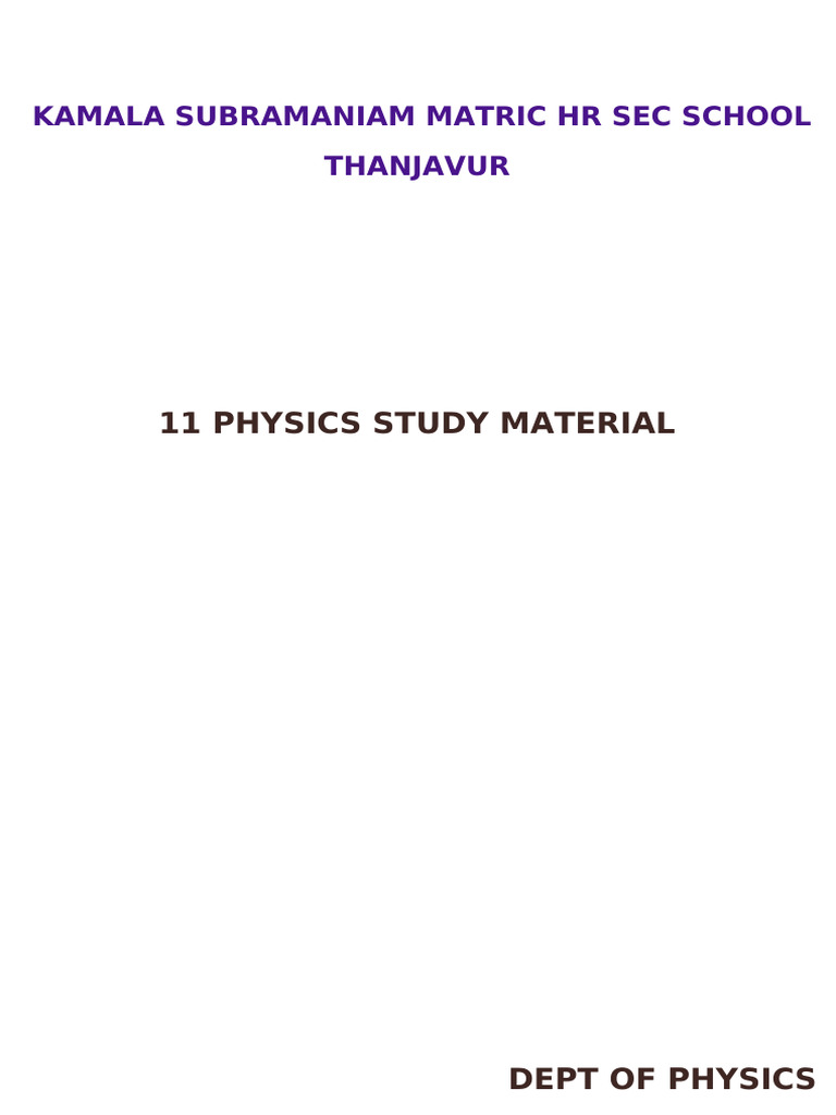 11th Physics Full Study MaterialVOL1 | PDF | International System Of ...